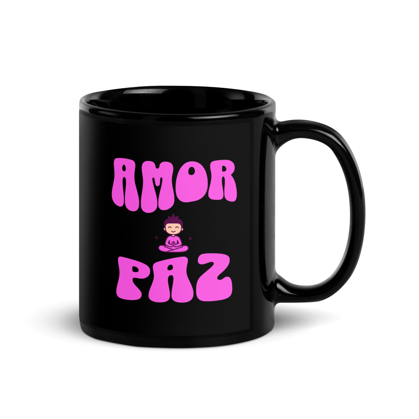 Black Glossy Mug Amor & Paz