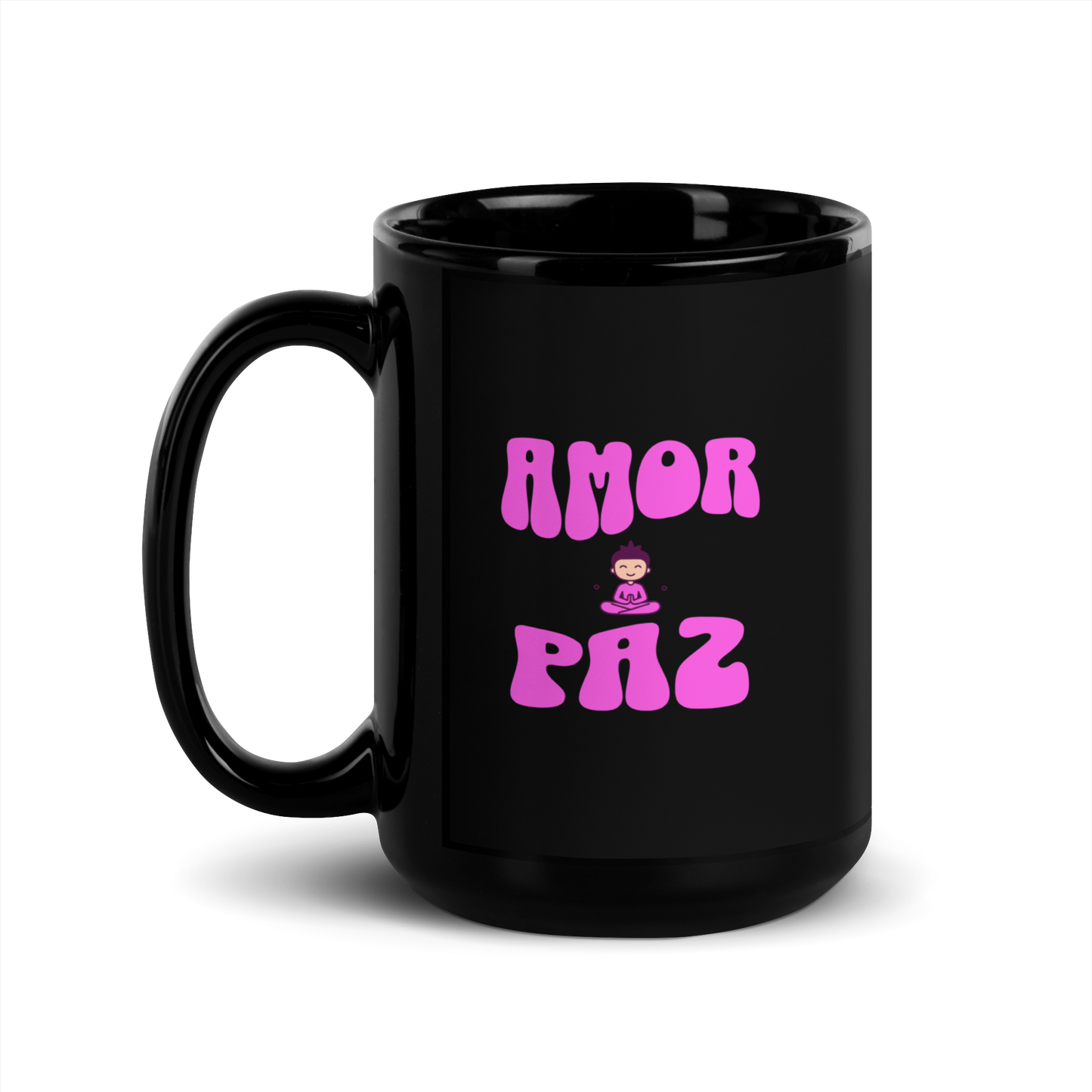 Black Glossy Mug Amor & Paz