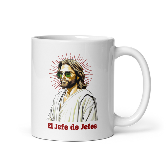 White glossy Mug El Jefe de Jefes